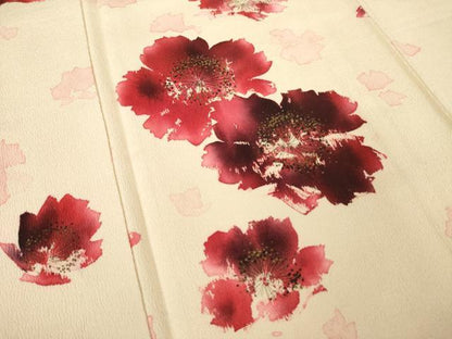 平和屋着物●訪問着　舞桜文　正絹　逸品　AABJ8234ck