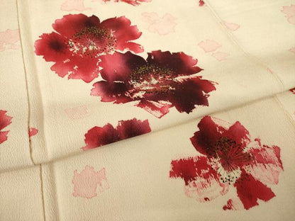 平和屋着物●訪問着　舞桜文　正絹　逸品　AABJ8234ck