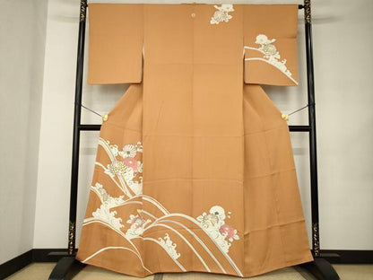 平和屋着物●訪問着　立波花文　正絹　逸品　AABJ8235ck