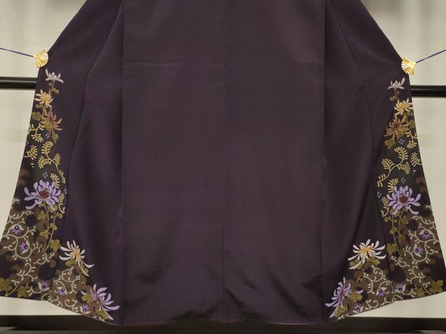 平和屋着物●アンティーク　大正ロマン　色留訪問着　お召地　菊　正絹　逸品　AABJ8237ck