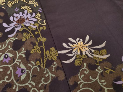 平和屋着物●アンティーク　大正ロマン　色留訪問着　お召地　菊　正絹　逸品　AABJ8237ck