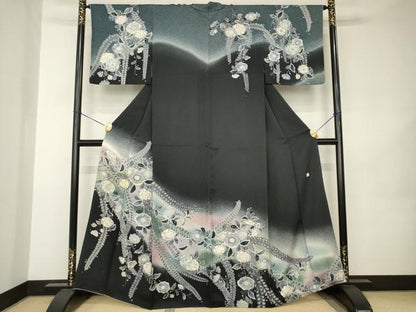 平和屋着物●訪問着　作家物　辻が花　舞花文　暈し染め　正絹　逸品　AABJ8239ck
