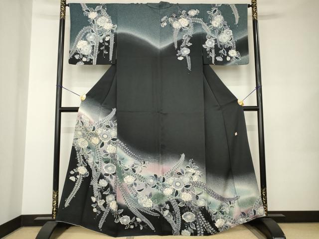 平和屋着物●訪問着　作家物　辻が花　舞花文　暈し染め　正絹　逸品　AABJ8239ck