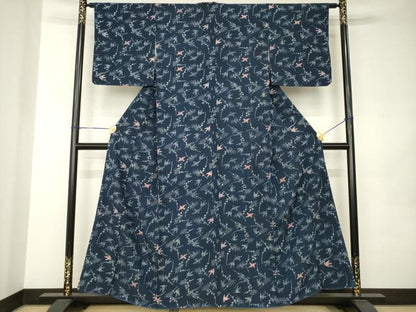 平和屋着物●上質な小紋　型染め　舞鳥文　正絹　逸品　AABJ8240ck