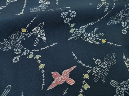 平和屋着物●上質な小紋　型染め　舞鳥文　正絹　逸品　AABJ8240ck