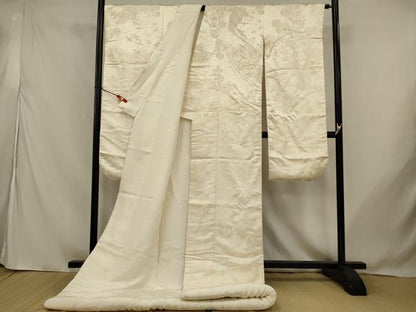 平和屋本店●白打掛　白無垢　和装　婚礼　結婚式　花嫁　神社挙式　唐織　花鳥文　逸品　AABJ8242ou