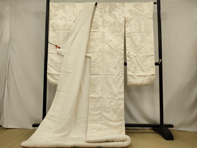 平和屋本店●白打掛　白無垢　和装　婚礼　結婚式　花嫁　神社挙式　唐織　花鳥文　逸品　AABJ8242ou