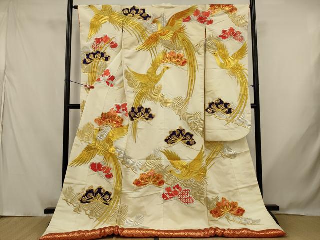 平和屋本店●色打掛　和装　婚礼　結婚式　花嫁　神社挙式　総刺繍　駒刺繍　鳳凰松文　金銀糸　逸品　AABJ8244ou