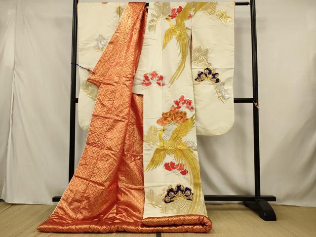 平和屋本店●色打掛　和装　婚礼　結婚式　花嫁　神社挙式　総刺繍　駒刺繍　鳳凰松文　金銀糸　逸品　AABJ8244ou