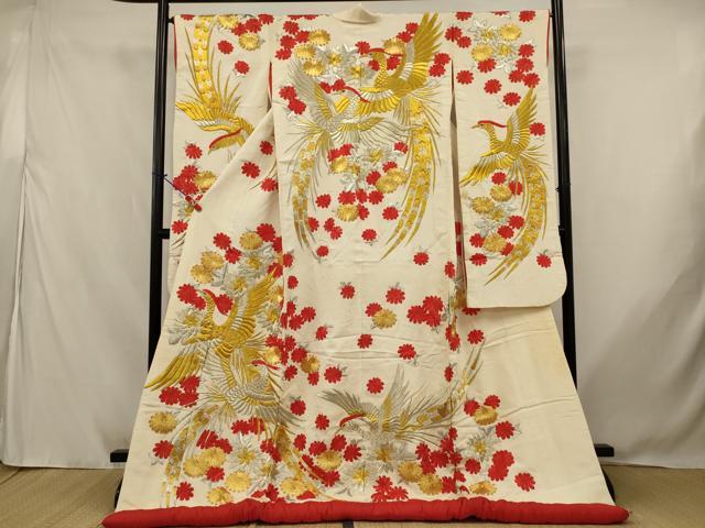 平和屋本店●色打掛　和装　婚礼　結婚式　花嫁　神社挙式　総刺繍　駒刺繍　鳳凰花文　金銀糸　逸品　AABJ8245ou