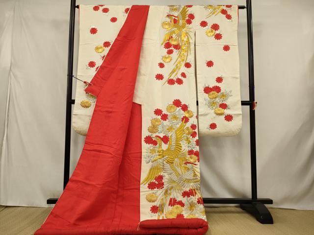 平和屋本店●色打掛　和装　婚礼　結婚式　花嫁　神社挙式　総刺繍　駒刺繍　鳳凰花文　金銀糸　逸品　AABJ8245ou