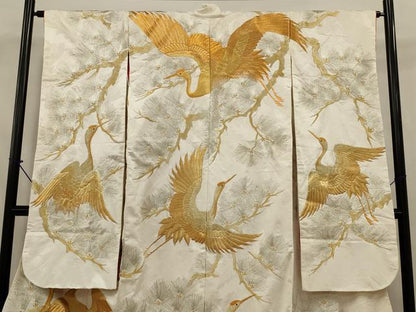 平和屋本店●色打掛　和装　婚礼　結婚式　花嫁　神社挙式　総刺繍　群れ鶴松文　金銀糸　逸品　AABJ8246ou