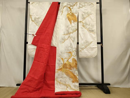 平和屋本店●色打掛　和装　婚礼　結婚式　花嫁　神社挙式　総刺繍　群れ鶴松文　金銀糸　逸品　AABJ8246ou