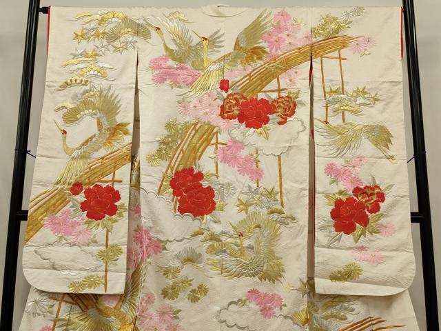 平和屋本店●色打掛　和装　婚礼　結婚式　花嫁　神社挙式　総刺繍　飛鶴花文　金銀糸　逸品　AABJ8247ou