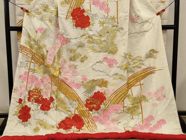 平和屋本店●色打掛　和装　婚礼　結婚式　花嫁　神社挙式　総刺繍　飛鶴花文　金銀糸　逸品　AABJ8247ou