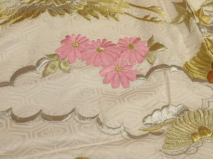 平和屋本店●色打掛　和装　婚礼　結婚式　花嫁　神社挙式　総刺繍　飛鶴花文　金銀糸　逸品　AABJ8247ou