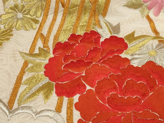 平和屋本店●色打掛　和装　婚礼　結婚式　花嫁　神社挙式　総刺繍　飛鶴花文　金銀糸　逸品　AABJ8247ou