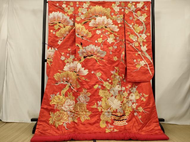 平和屋本店●色打掛　和装　婚礼　結婚式　花嫁　神社挙式　総刺繍　駒刺繍　飾花文　松　金銀糸　逸品　AABJ8248ou