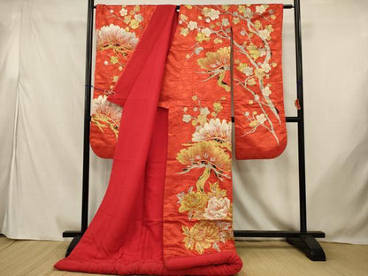平和屋本店●色打掛　和装　婚礼　結婚式　花嫁　神社挙式　総刺繍　駒刺繍　飾花文　松　金銀糸　逸品　AABJ8248ou