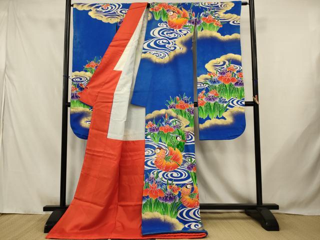 平和屋本店●お引きずり・お引き摺り・引き振袖　和装　結婚式　舞妓　芸妓　芸者　衣装　駒刺繍　鴛鴦花文　金彩　AABJ8250ou