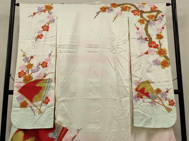 平和屋本店●お引きずり・お引き摺り・引き振袖　和装　結婚式　舞妓　芸妓　芸者　衣装　総刺繍　扇面梅文　金銀糸　AABJ8253ou