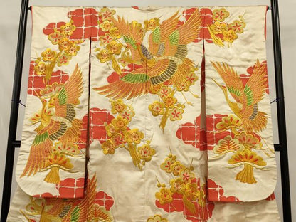 平和屋本店●色打掛　和装　婚礼　結婚式　花嫁　神社挙式　総刺繍　飛鶴梅松文　金糸　逸品　AABJ8254ou