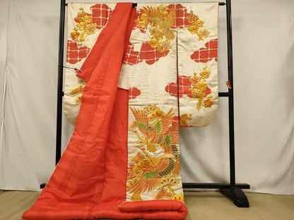平和屋本店●色打掛　和装　婚礼　結婚式　花嫁　神社挙式　総刺繍　飛鶴梅松文　金糸　逸品　AABJ8254ou