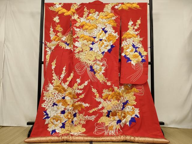 平和屋本店●色打掛　和装　婚礼　結婚式　花嫁　神社挙式　総刺繍　草花文　金銀糸　逸品　AABJ8256ou