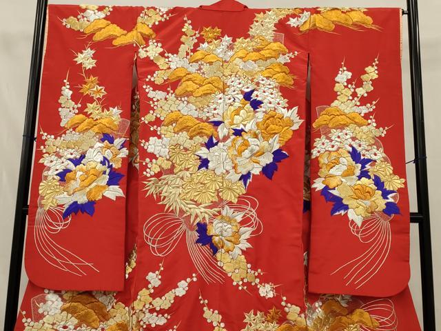 平和屋本店●色打掛　和装　婚礼　結婚式　花嫁　神社挙式　総刺繍　草花文　金銀糸　逸品　AABJ8256ou