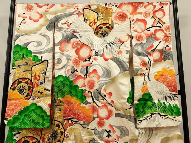 平和屋本店●色打掛　和装　婚礼　結婚式　花嫁　神社挙式　駒刺繍　御所車飛鶴文　金銀糸　逸品　AABJ8258ou
