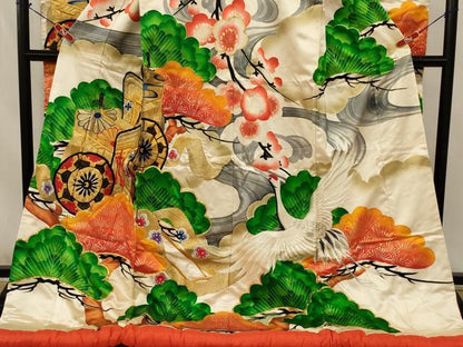 平和屋本店●色打掛　和装　婚礼　結婚式　花嫁　神社挙式　駒刺繍　御所車飛鶴文　金銀糸　逸品　AABJ8258ou