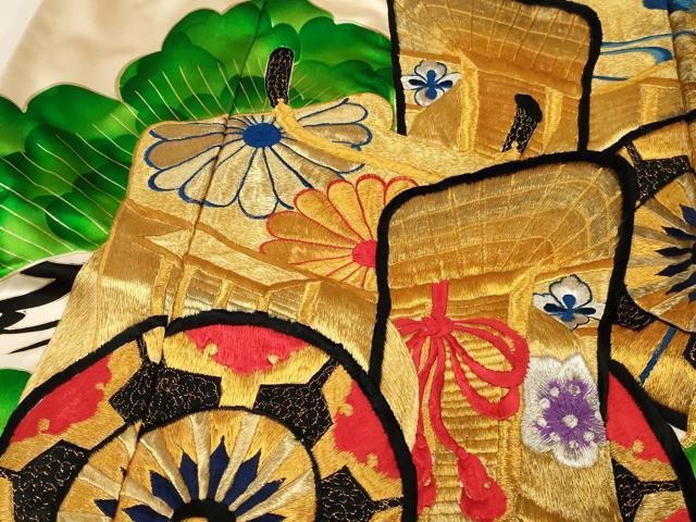 平和屋本店●色打掛　和装　婚礼　結婚式　花嫁　神社挙式　駒刺繍　御所車飛鶴文　金銀糸　逸品　AABJ8258ou