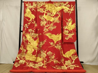 平和屋本店●色打掛　和装　婚礼　結婚式　花嫁　神社挙式　駒刺繍　鶴に枝梅　金彩　逸品　AABJ8259ou