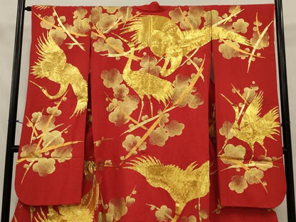 平和屋本店●色打掛　和装　婚礼　結婚式　花嫁　神社挙式　駒刺繍　鶴に枝梅　金彩　逸品　AABJ8259ou