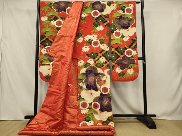 平和屋本店●色打掛　和装　婚礼　結婚式　花嫁　神社挙式　駒刺繍　鶴に花唐草　金彩　逸品　AABJ8260ou