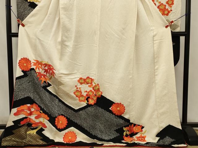 平和屋本店●お引きずり・お引き摺り・引き振袖 和装 結婚式 舞妓 芸妓 芸者 衣装 総刺繍 絞り 松竹梅丸文 金糸 金彩 AABJ8264ou