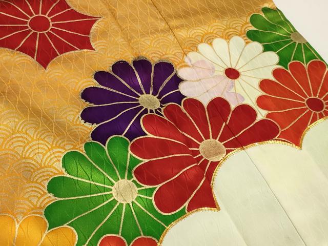 平和屋本店●お引きずり・お引き摺り・引き振袖　和装　結婚式　舞妓　芸妓　芸者　衣装　駒刺繍　雲取り花文　金彩　AABJ8266ou