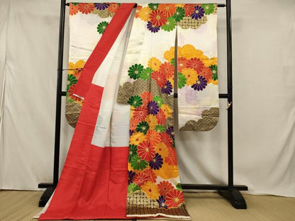 平和屋本店●お引きずり・お引き摺り・引き振袖　和装　結婚式　舞妓　芸妓　芸者　衣装　駒刺繍　吉祥花文　金彩　逸品　AABJ8270ou