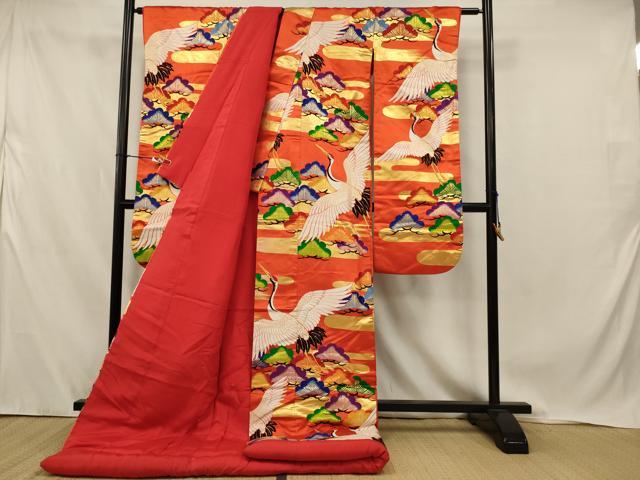平和屋本店●色打掛　和装　婚礼　結婚式　花嫁　神社挙式　唐織　総刺繍　飛鶴松文　金彩　逸品　AABJ8271ou
