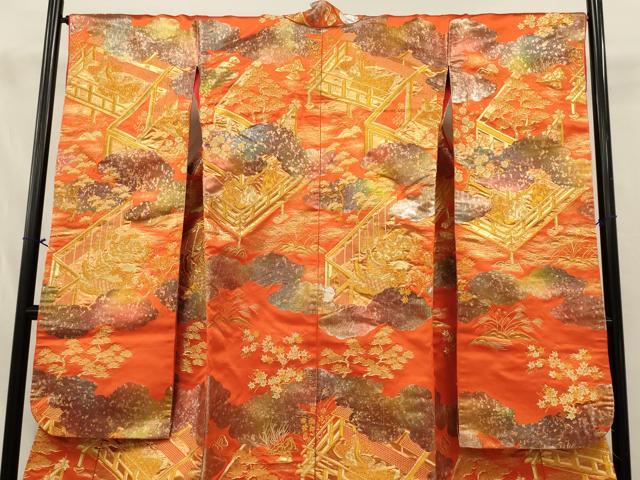 平和屋本店●色打掛　和装　婚礼　結婚式　花嫁　神社挙式　総刺繍　人物風景文　金糸　逸品　AABJ8273ou