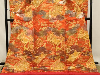 平和屋本店●色打掛　和装　婚礼　結婚式　花嫁　神社挙式　総刺繍　人物風景文　金糸　逸品　AABJ8273ou