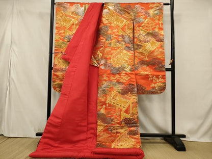 平和屋本店●色打掛　和装　婚礼　結婚式　花嫁　神社挙式　総刺繍　人物風景文　金糸　逸品　AABJ8273ou