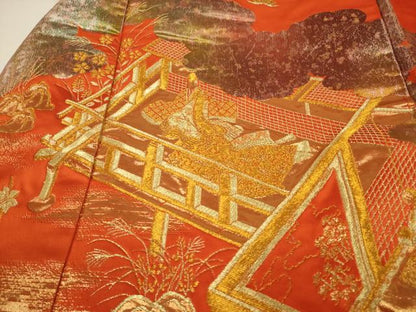 平和屋本店●色打掛　和装　婚礼　結婚式　花嫁　神社挙式　総刺繍　人物風景文　金糸　逸品　AABJ8273ou