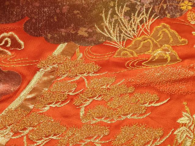 平和屋本店●色打掛　和装　婚礼　結婚式　花嫁　神社挙式　総刺繍　人物風景文　金糸　逸品　AABJ8273ou