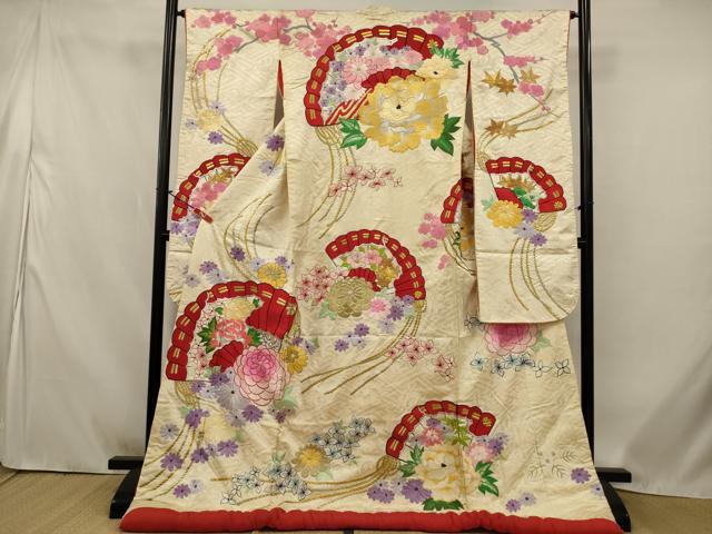 平和屋本店●色打掛　和装　婚礼　結婚式　花嫁　神社挙式　総刺繍　扇面花文　金銀糸　逸品　AABJ8274ou