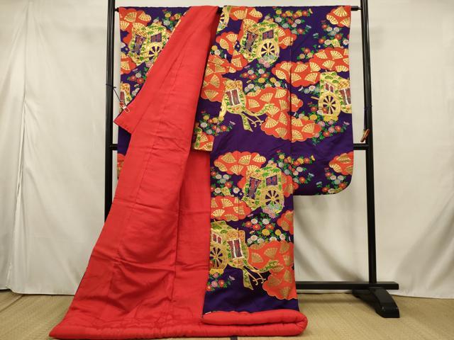 平和屋本店●色打掛　和装　婚礼　結婚式　花嫁　神社挙式　唐織　御所車花文　逸品　AABJ8275ou