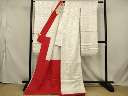 平和屋本店●掛下・帯セット　打掛　和装　婚礼　花嫁　結婚式　神社挙式　亀甲花地紋　　逸品　AABJ8276ou
