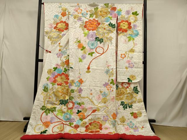平和屋本店●色打掛　和装　婚礼　結婚式　花嫁　神社挙式　総刺繍　草花文　金銀糸　逸品　AABJ8277ou