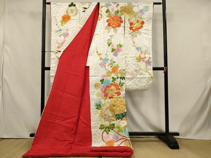平和屋本店●色打掛　和装　婚礼　結婚式　花嫁　神社挙式　総刺繍　草花文　金銀糸　逸品　AABJ8277ou