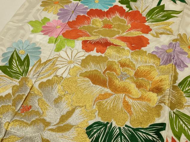 平和屋本店●色打掛　和装　婚礼　結婚式　花嫁　神社挙式　総刺繍　草花文　金銀糸　逸品　AABJ8277ou